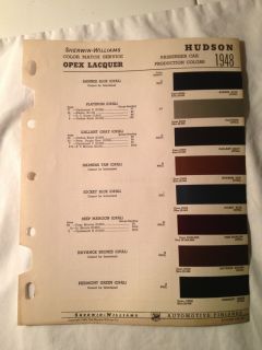 Passenger Car Sherwin  Williams Paint Color Chip Chart~Mixing Guide