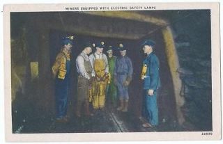 COAL MINING   MINERS EQUIPPED WITH ELECTRIC SAFETY LAMPS POST CARD
