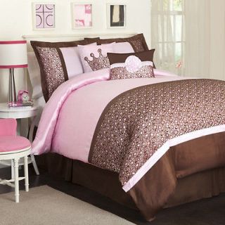 Lush Decor 6 piece Brown/Pink Leopard Brown Comforter Set