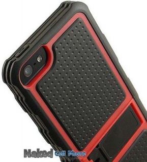 BLACK RUGGED JOLT CASE TPU RUBBER COVER WITH STAND FOR APPLE iPHONE 5