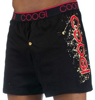Coogi Mens Boxers Black w/ Red & Gold Coogi Logo Design  M L XL