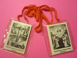 ANTIQUE RELIGIOUS ROSARY SCAPULAR CLOTH MEDAL CATHOLIC PROTECTION
