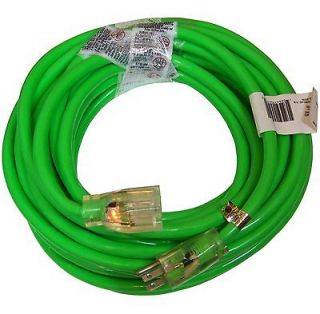 Power Cord 50ft 12/3 SJTW Green 15Amp Electric Lighted Plug End NEW
