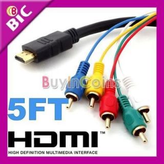 Gold HDMI to 5 RCA 5RCA Adapter AV Cable 5FT 1.5M