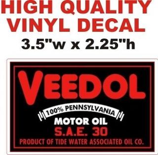 Vintage Veedol Motor Oil SAE 30 Gas Pump Decal Product Tide Water
