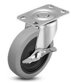 Gray Wheel Shepherd Caster 4 x 7/8 Swivel with Side Lock Brake