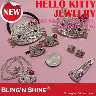 Hello Kitty Cute Fashion Jewelry Crystal Bracelet Chain Necklace