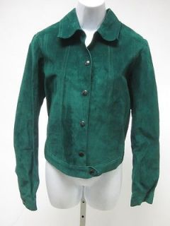 NWT COSTUME NATIONAL Green Leather Long Sleeve Snap Up Jacket Coat