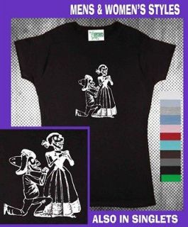 Mexican Couple Day of the Dead skeleton Hobo Mens Womens T Shirts