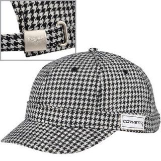 LADIES CORVETTE HAT/CAP C6 BLACK/WHITE HOUNDSTOOTH CHECKERED NEW