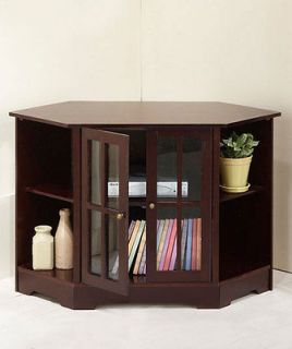 WELL CRAFTED WOODEN MEDIA TV CORNER STORAGE STAND CABINET 2 FINISHES