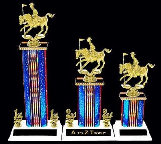 POLE BENDING HORSE TROPHIES 1st 2nd 3rd RANCH COWBOY TROPHY RODEO