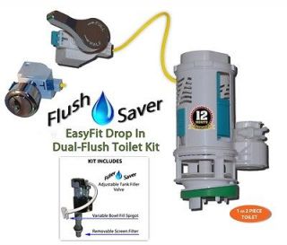 Easy Fit Dual Flush Toilet Conversion Kit w/Tank Filler Valve *NO TANK