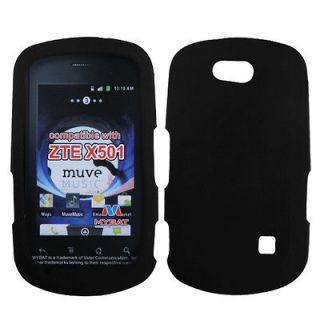 FOR ZTE Groove X501 Cricket PHONE BLACK SKIN SOFT CASE COVER *FREE