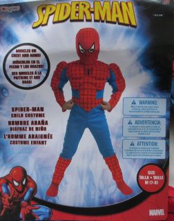 NEW SPIDER MAN BOYS DELUXE COSTUME SIZE 7   8 W/ PADDED MUSCLES