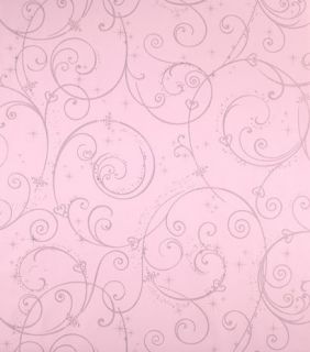 Silver Glitter Wallpaper / Disney DK5967 Swirl Scroll Girls Wallpaper