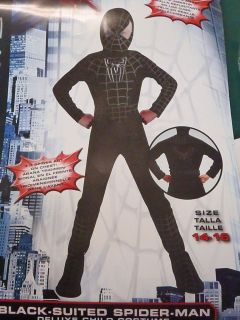 Super Boys Marvel Spiderman Black Suited Costume Halloween Size 14 16