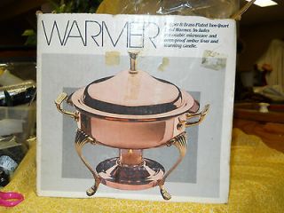 Leonard Copper & Brass Plated 2 quart food warmer, new in the box