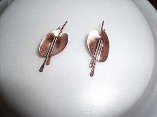 Vintage Renoir designed Artist Palet copper tone Clip On earrings