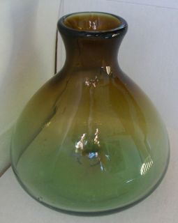 art glass duo tone ovoid vase~brownish to green~blown, no mold~rough