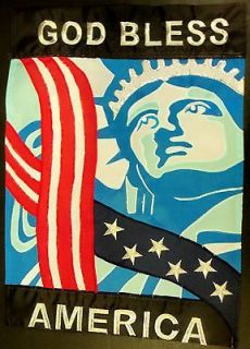 God Bless America Statue Of Liberty 13 x 18.5 Garden Applique Flag