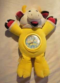 Connection 1994 Stuffed Mechanical White Yellow Cow Alarm Clock Doll