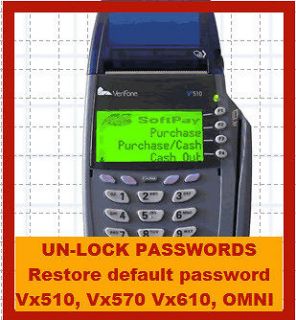 Verifone PASSWORD reset Vx510, Vx510Le, Vx570, Vx 610, Vx670, 3730