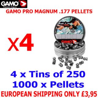 GAMO PRO MAGNUM .177 Airgun Pellets 4(tins)x250pcs