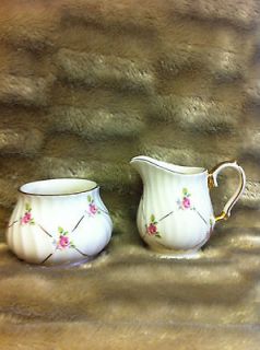Sadler England Vintage Gilded Rosebud Open Sugar & Creamer Set # 2790