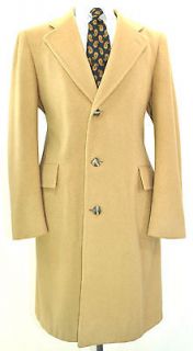 vtg 60s Bespoke Cashmere & Wool Crombie Style Overcoat ~ 38R Small