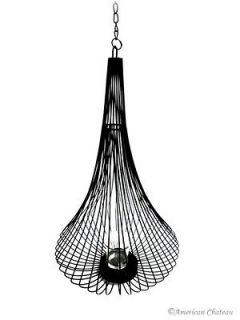 CHIC 18 Glass & Iron METAL Mesh Hanging Candle Holder Chandelier