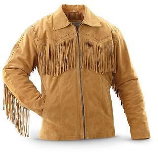 MENS LEATHER WESTERN RAWHIDE BUFFALO TRAPPERS JACKET