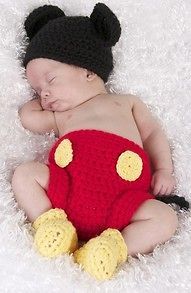 Newborn Mickey Mouse Crocheted Photography Prop Complete Set