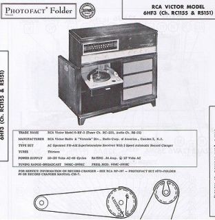 Original Service Manual Photofact w schematic RCA VICTOR 6HF3 Console