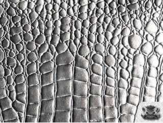 CROCODILE VINYL SILVER FABRIC FAUX LEATHER UPHOLSTERY