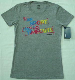 Reebok OUR SPORT HAS NO TIMEOUTS Womens XSmall Tee Crossfit Fitness