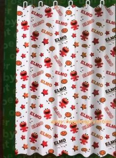 Sesame Street Elmo Bathroom Vinyl Bath Shower Curtain W/Rings Red 72
