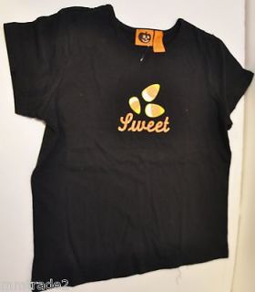 Black HALLOWEEN T Shirt SWEET Candy Corn Youth 10/12 Cotton Poly