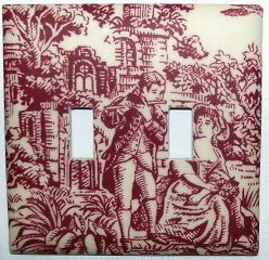 Toile Maroon Light Switch Plates or Electrical Outlets