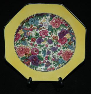 CROWN DUCAL CHINA OCTAGON SALAD PLATE PURPLE CHINTZ PATTERN WITH