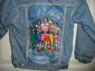 POWER RANGER GIRLS JEAN JACKET HAND PAINTED MADE ESPECIALY FOR YOU BY