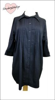 Ladies Plus Size Navy Blue Loose Fit Long Shirt / Blouse / Tunic Top