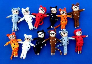 12 WORRY DOLL CATS trouble dolls