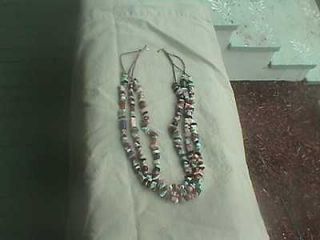 Turquoise, Lapiz, Jet, Carnelian, Pink Quartz with Heishi Necklace