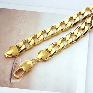 shipping Classic mens 18k yellow solid gold GF chain necklace 23.6in