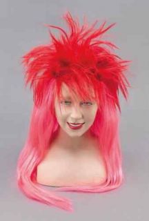 1980s Cyndi Lauper Style Red & Pink Wig 80s Fancy Dress