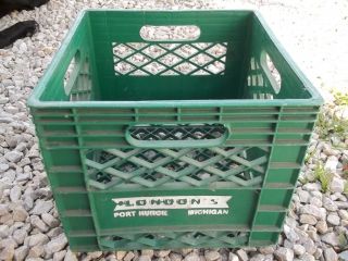 Vintage Dairy Milk Crate Green Plastic Storage Londons Port Huron