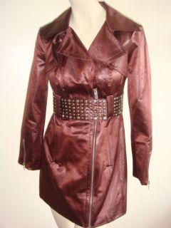 New $229 BEBE Studded belt Trench Dress Coat Copper XS XSmall JACKET