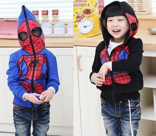 1pcs NWT Boys Girls Toddler Spiderman Mask Full Zip Fleece Jacket Coat