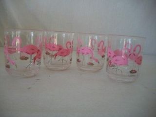 Lot 4 VTG Plastic Pink Flamingo Cups Culver Taiwan